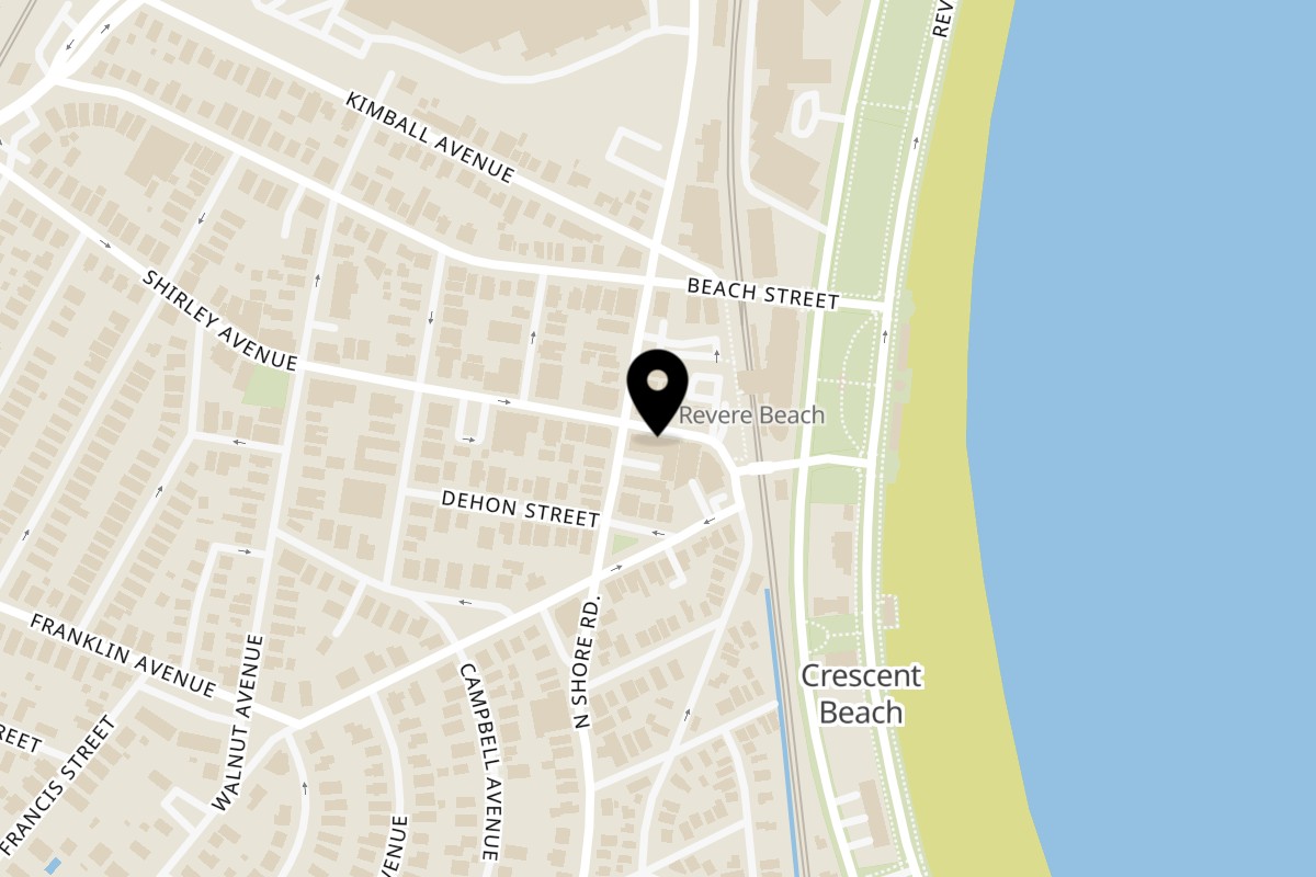 Map showing the location of Koro Ramen & Sushi Revere on 191 Shirley Ave Unit 2 in Revere